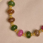 Pulsera de Cuentas de Turmalina con Cruz y Medalla Milagrosa