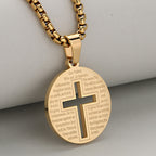 Collier pendentif Croix creuse avec Prière inspirante en trois couleurs élégantes