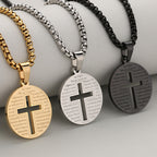 Collier pendentif Croix creuse avec Prière inspirante en trois couleurs élégantes