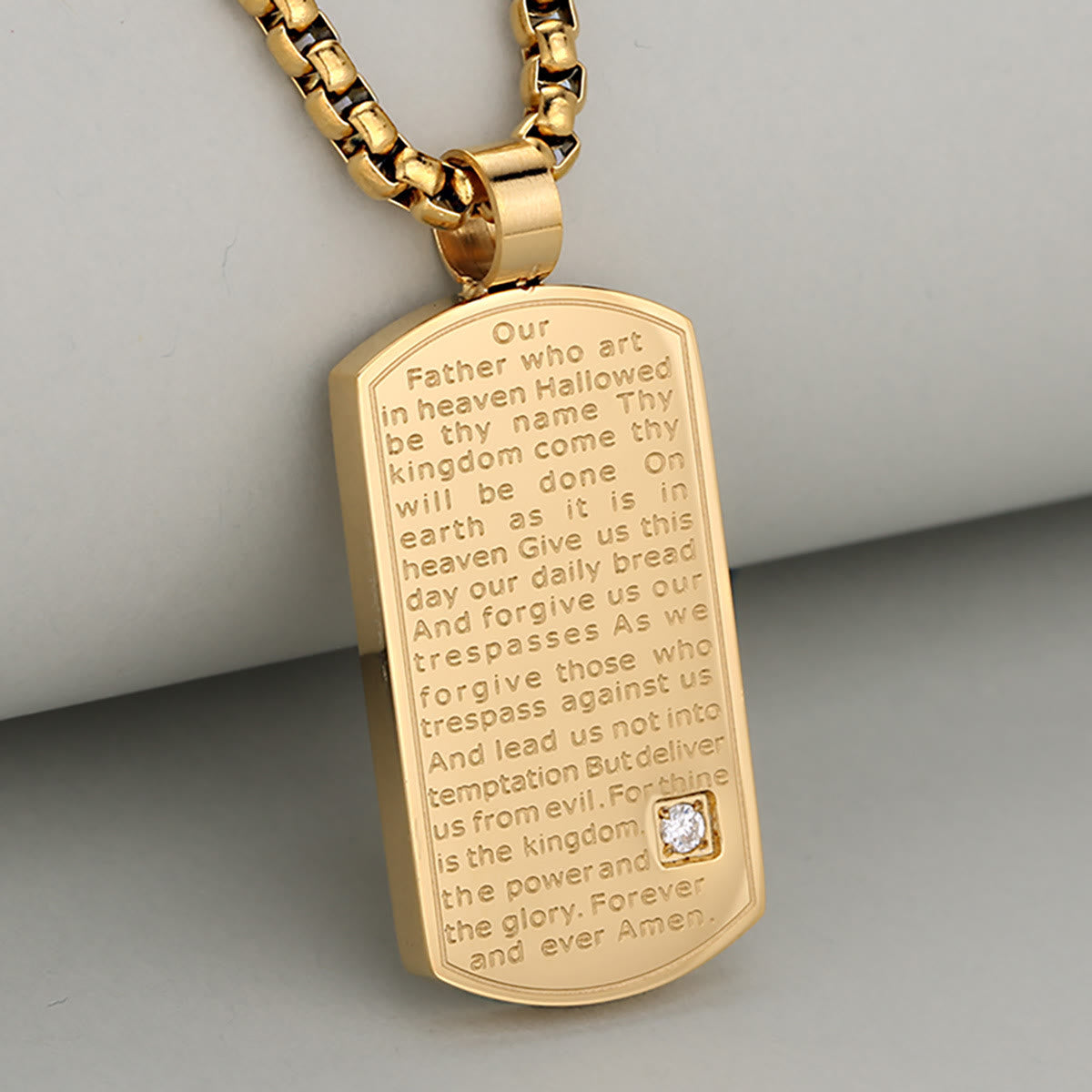 Collier rectangulaire Notre Père trois couleurs, signe de foi et d'espérance