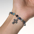 Pulseras de Cuentas de Vidrio y Cerámica de Colores con Dijes de Corazones de Cruz y Santos