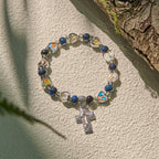 Pulseras de Cuentas de Vidrio y Cerámica de Colores con Dijes de Corazones de Cruz y Santos