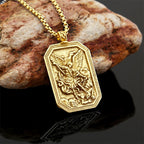 Collar de acero inoxidable con colgante de San Miguel Arcángel, estilo clásico, protección