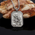 Collar de acero inoxidable con colgante de San Miguel Arcángel, estilo clásico, protección