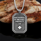 Collar de acero inoxidable con colgante de San Miguel Arcángel, estilo clásico, protección