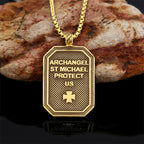 Collar de acero inoxidable con colgante de San Miguel Arcángel, estilo clásico, protección