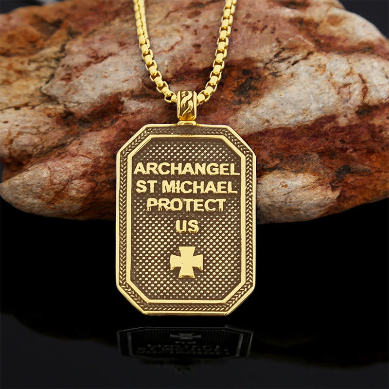 Collar de acero inoxidable con colgante de San Miguel Arcángel, estilo clásico, protección