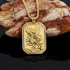 Collar de acero inoxidable con colgante de San Miguel Arcángel, estilo clásico, protección