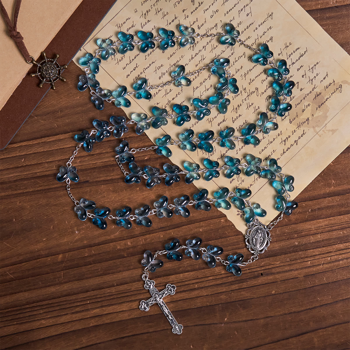 Bracelet de prière papillon bleu scintillant Ailes de dévotion, chapelet animal