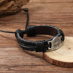 Pulsera clásica de cuero de San Benito de 2 colores: Símbolo de fe y coraje