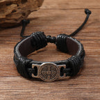 Pulsera clásica de cuero de San Benito de 2 colores: Símbolo de fe y coraje