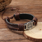 Pulsera clásica de cuero de San Benito de 2 colores: Símbolo de fe y coraje