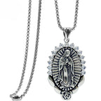 Collier Pendentif Notre-Dame : Halo Sacré et Symbole Rose