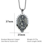 Collier Pendentif Notre-Dame : Halo Sacré et Symbole Rose