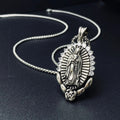 Collier Pendentif Notre-Dame : Halo Sacré et Symbole Rose