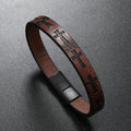 Bracelet en cuir multicolore de style classique avec boucle magnétique et motifs de croix