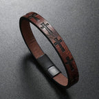 Bracelet en cuir multicolore de style classique avec boucle magnétique et motifs de croix