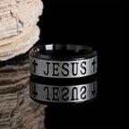 Anillo de acero de titanio con grabado láser "JESÚS"