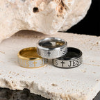 Anillo de acero de titanio con grabado láser "JESÚS"