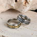 Anillo rústico de acero inoxidable: "Jesús" en pez