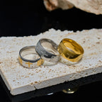 Bague bénie bicolore en or avec symbole JÉSUS et croix