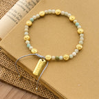 Bracelet de cheville de bénédiction de Saint Benoît bicolore avec perles de pierre naturelle douce