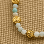 Bracelet de cheville de bénédiction de Saint Benoît bicolore avec perles de pierre naturelle douce