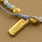 Bracelet de cheville de bénédiction de Saint Benoît bicolore avec perles de pierre naturelle douce