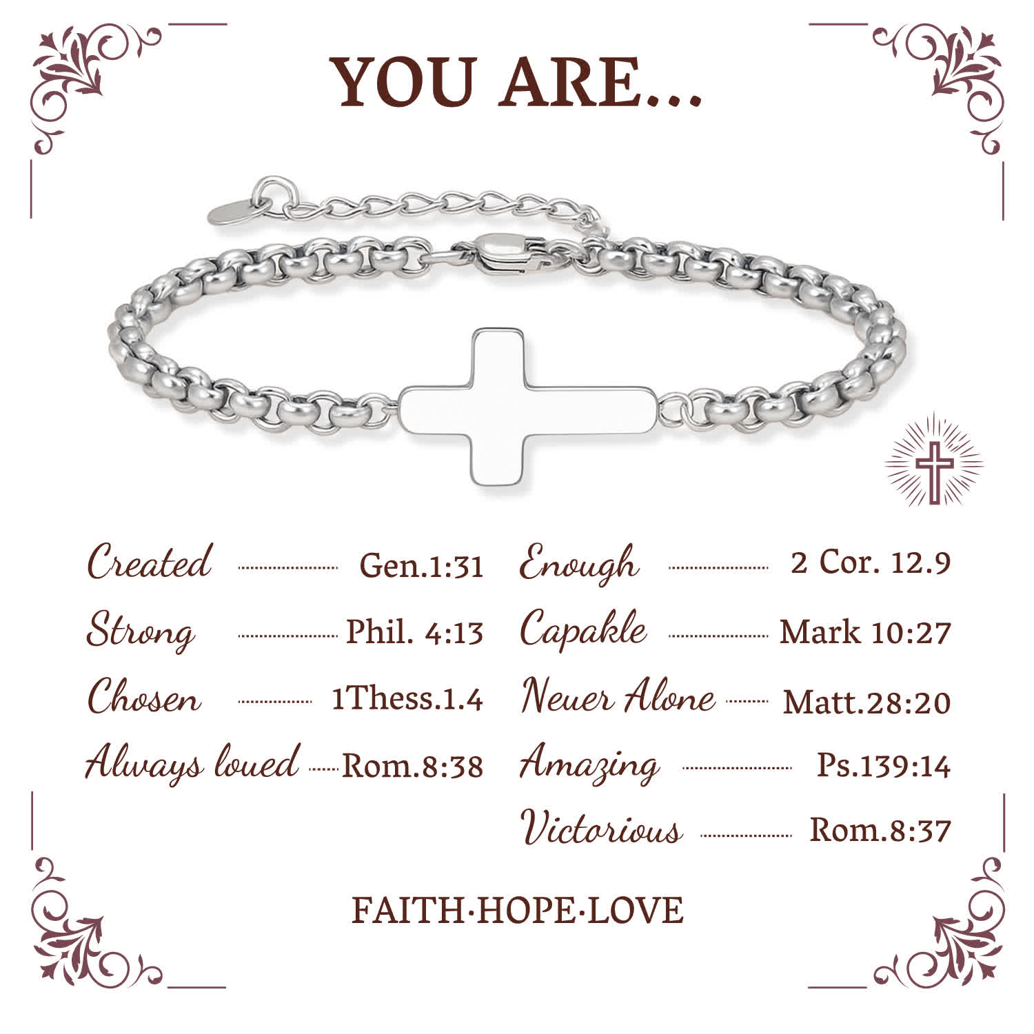 Minimalist Cross Chain Bracelets: Two Colors with Blessing Card