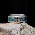 Bague croix Minimaliste en Titane avec Incrustation de Couleurs Vitrail Scintillantes