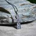 Collier Croix Orthodoxe Sacrée en Acier Titane Vintage avec Écriture Religieuse