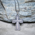 Collier Croix Orthodoxe Sacrée en Acier Titane Vintage avec Écriture Religieuse