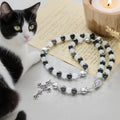 Bracelet chapelet animal Notre-Dame en perles avec chat-vache noir et blanc