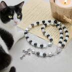 Bracelet chapelet animal Notre-Dame en perles avec chat-vache noir et blanc