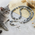 Rosario de oración para gato atigrado gris claro: Pulsera para el cuidado de gatos callejeros, Rosario de animales