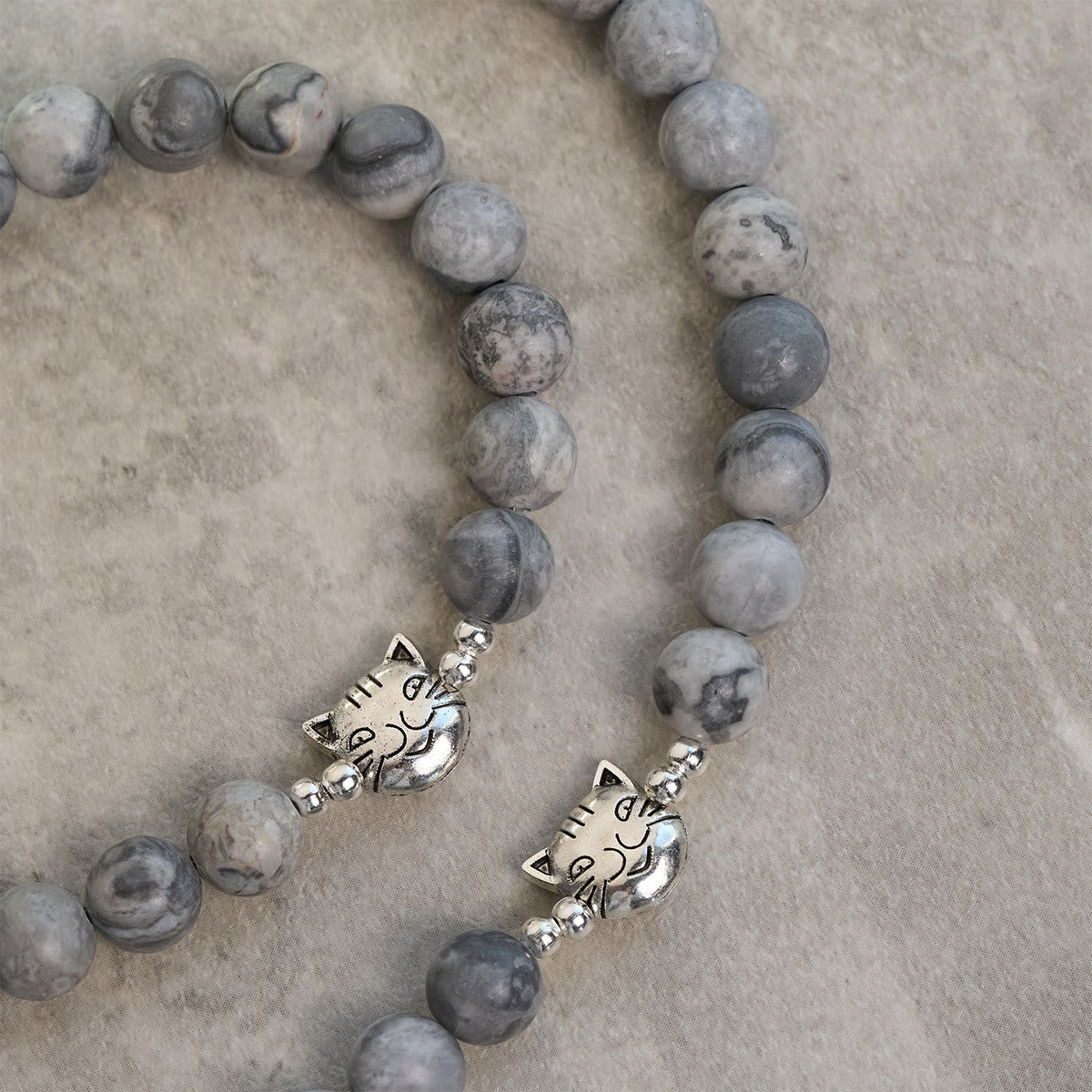 Rosario de oración para gato atigrado gris claro: Pulsera para el cuidado de gatos callejeros, Rosario de animales