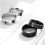 Anillos cruzados minimalistas de dos colores: Moda inspirada en la fe