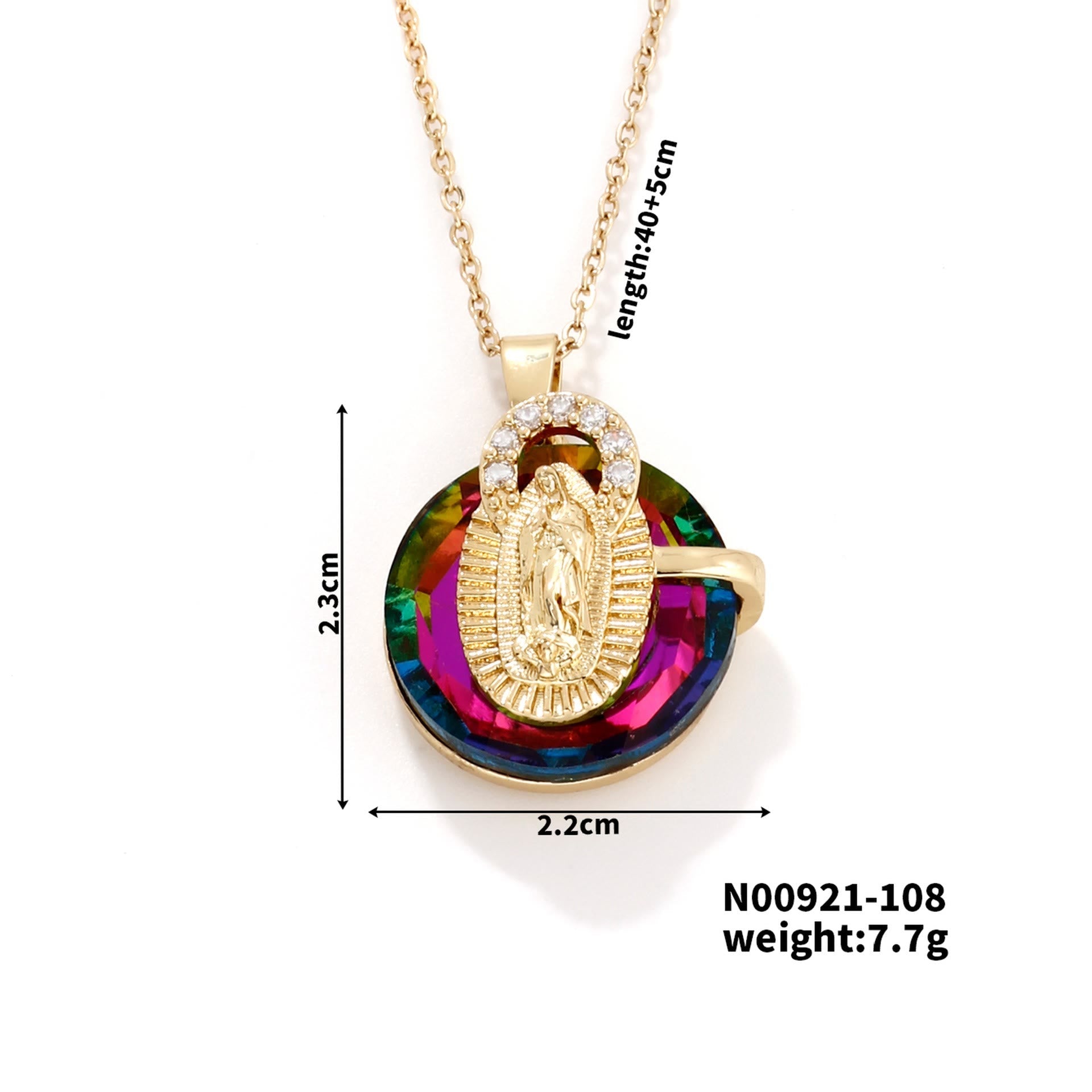 Multicolored Our Lady Crystal Necklaces: Faith - Filled Artistic Jewelry