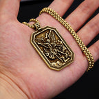 Collar de acero inoxidable con colgante de San Miguel Arcángel, estilo clásico, protección