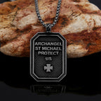 Collar de acero inoxidable con colgante de San Miguel Arcángel, estilo clásico, protección