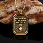 Collar de acero inoxidable con colgante de San Miguel Arcángel, estilo clásico, protección