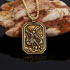 Collar de acero inoxidable con colgante de San Miguel Arcángel, estilo clásico, protección