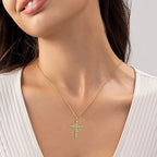 Foi - Collier Croix avec Accents de Pierre de Naissance Mensuelle