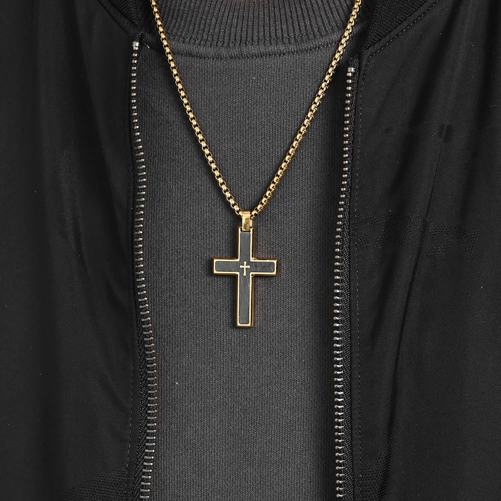 Collar de Cruz Bicolor Multi-Estilo: Fusión de Fe y Tonos Elegantes
