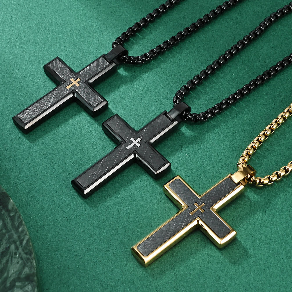 Collar de Cruz Bicolor Multi-Estilo: Fusión de Fe y Tonos Elegantes