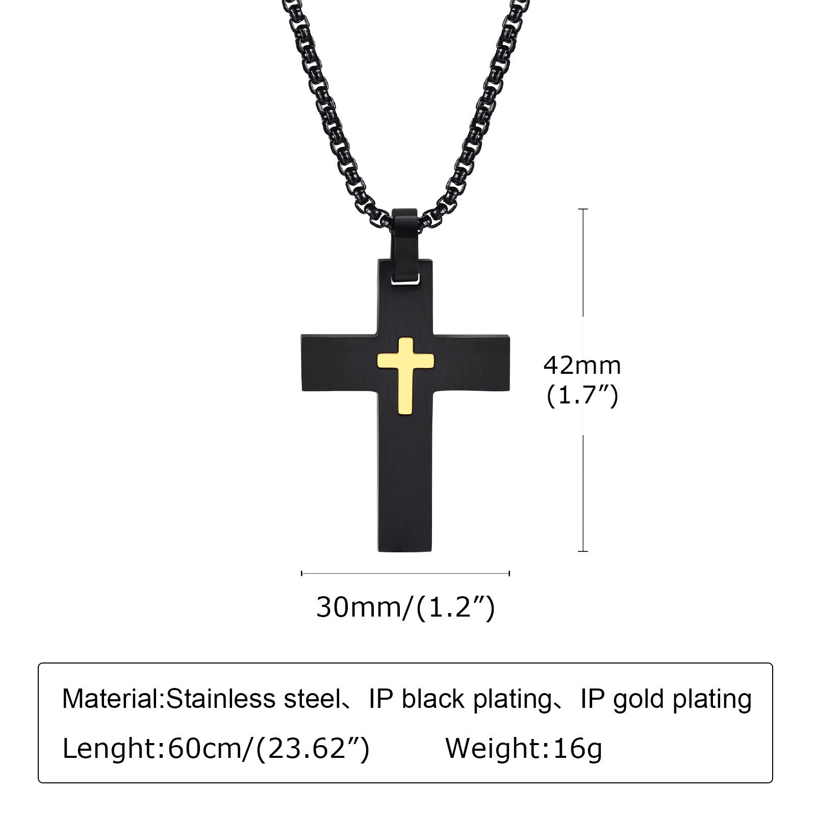 Collier croix bicolore en acier inoxydable : La foi rencontre le contraste élégant