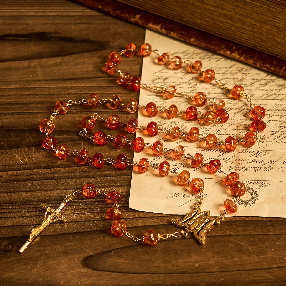 Cadeau de Thanksgiving : Chapelet de perles de citrouille sacrée | Honorer la grâce de Dieu sous la forme d'une citrouille