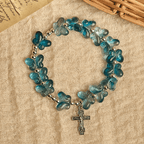 Bracelet de prière papillon bleu scintillant Ailes de dévotion, chapelet animal