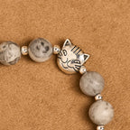Rosario de oración para gato atigrado gris claro: Pulsera para el cuidado de gatos callejeros, Rosario de animales