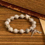 Rosario de oración para gato atigrado gris claro: Pulsera para el cuidado de gatos callejeros, Rosario de animales